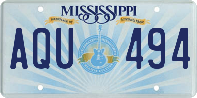 MS license plate AQU494