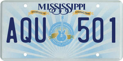 MS license plate AQU501