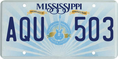 MS license plate AQU503