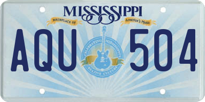 MS license plate AQU504