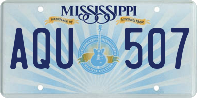 MS license plate AQU507