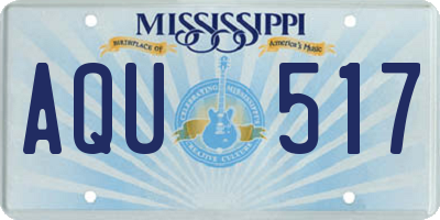 MS license plate AQU517
