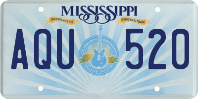 MS license plate AQU520