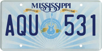 MS license plate AQU531