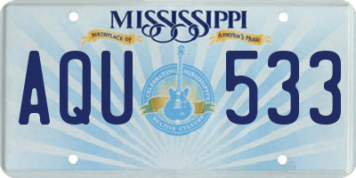 MS license plate AQU533