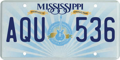 MS license plate AQU536