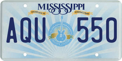 MS license plate AQU550