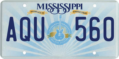 MS license plate AQU560
