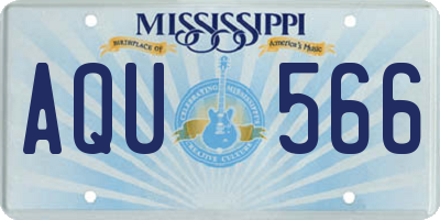 MS license plate AQU566