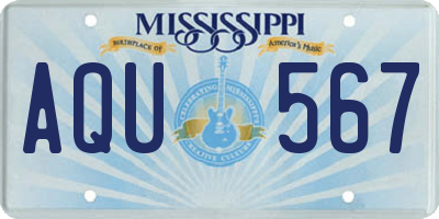 MS license plate AQU567