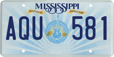 MS license plate AQU581