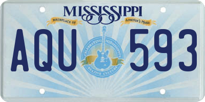 MS license plate AQU593