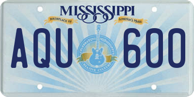 MS license plate AQU600