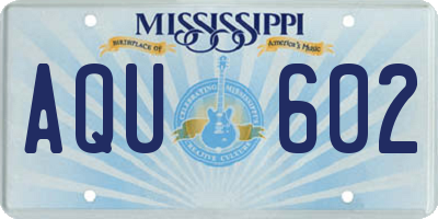 MS license plate AQU602
