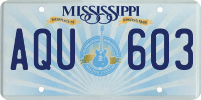 MS license plate AQU603