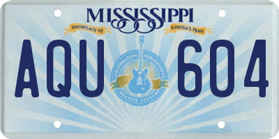 MS license plate AQU604