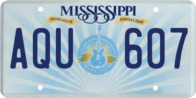 MS license plate AQU607