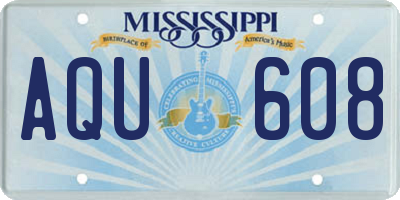 MS license plate AQU608