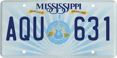 MS license plate AQU631