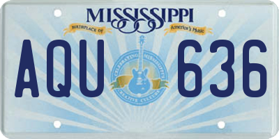 MS license plate AQU636