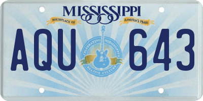 MS license plate AQU643
