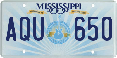 MS license plate AQU650