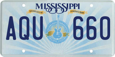 MS license plate AQU660