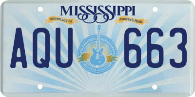MS license plate AQU663