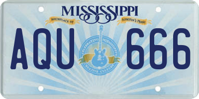 MS license plate AQU666