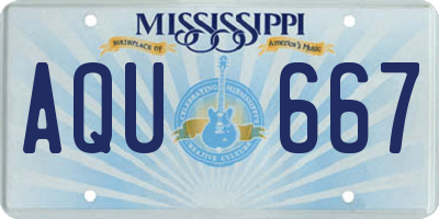 MS license plate AQU667
