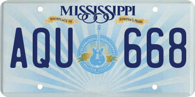 MS license plate AQU668