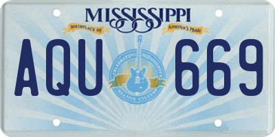 MS license plate AQU669