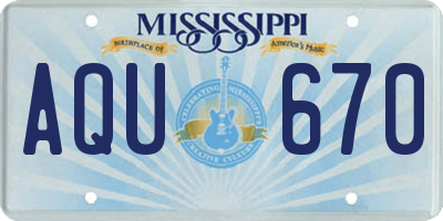 MS license plate AQU670