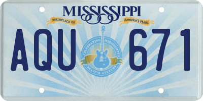 MS license plate AQU671