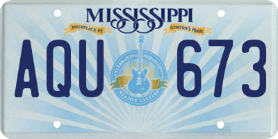 MS license plate AQU673