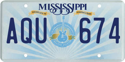 MS license plate AQU674
