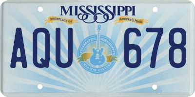 MS license plate AQU678