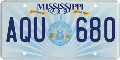 MS license plate AQU680