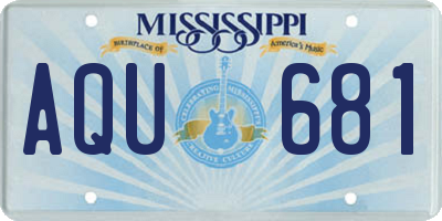 MS license plate AQU681