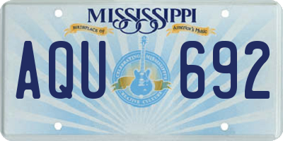 MS license plate AQU692