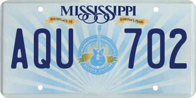 MS license plate AQU702