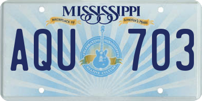 MS license plate AQU703