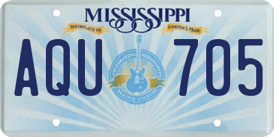 MS license plate AQU705