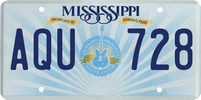 MS license plate AQU728