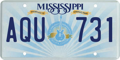 MS license plate AQU731