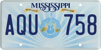 MS license plate AQU758