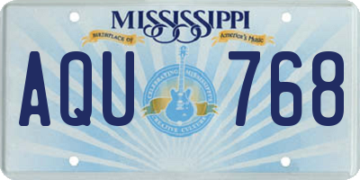 MS license plate AQU768