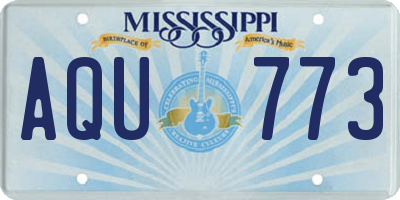 MS license plate AQU773