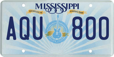 MS license plate AQU800