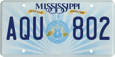 MS license plate AQU802